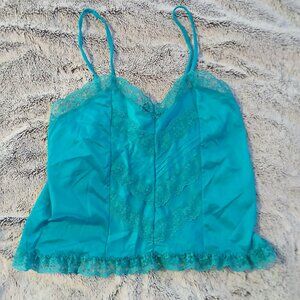Rikki New York Vintage Women's Blue Lace trimmed Cami GUC